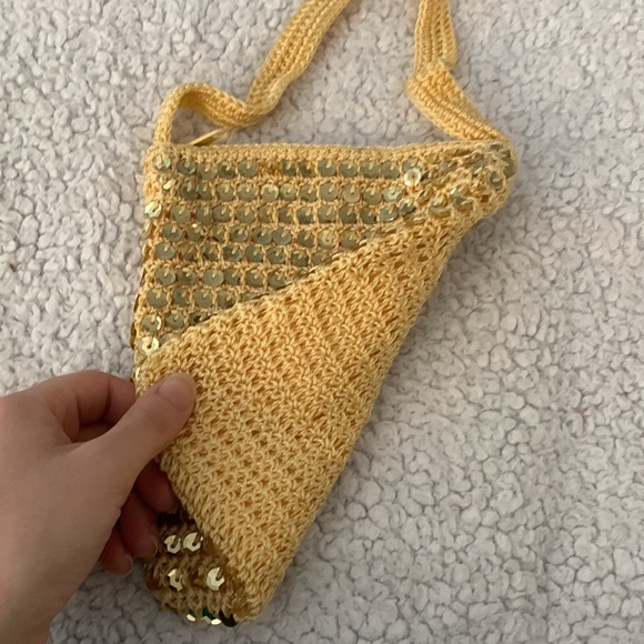 Gold Mini Crochet and Sequin Bag - Picture 15 of 15
